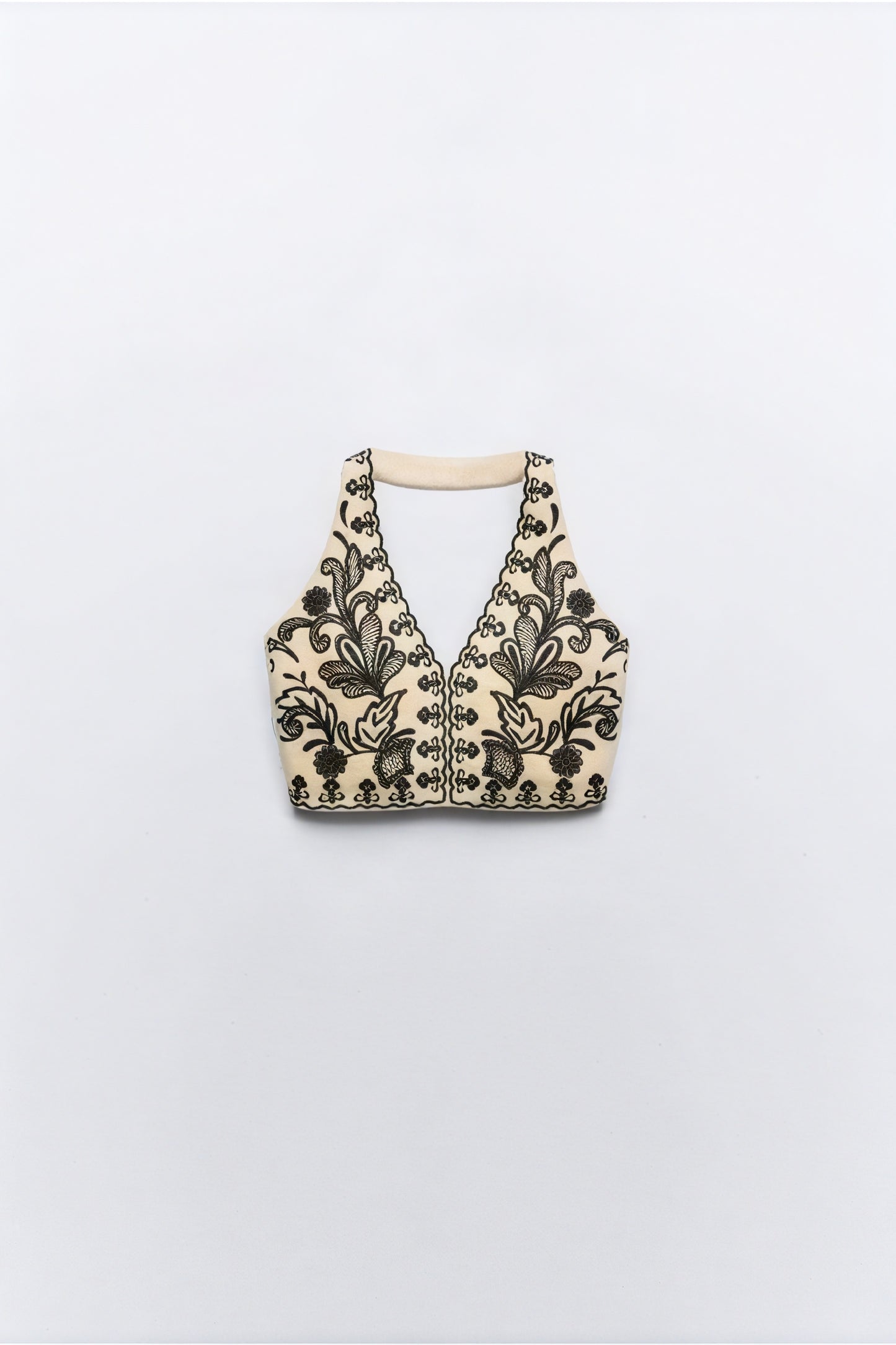 Top Halter Bordado Floral - Estilo Bohemio