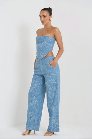 Conjunto Glamuroso de Top Corsé y Pantalón Ancho