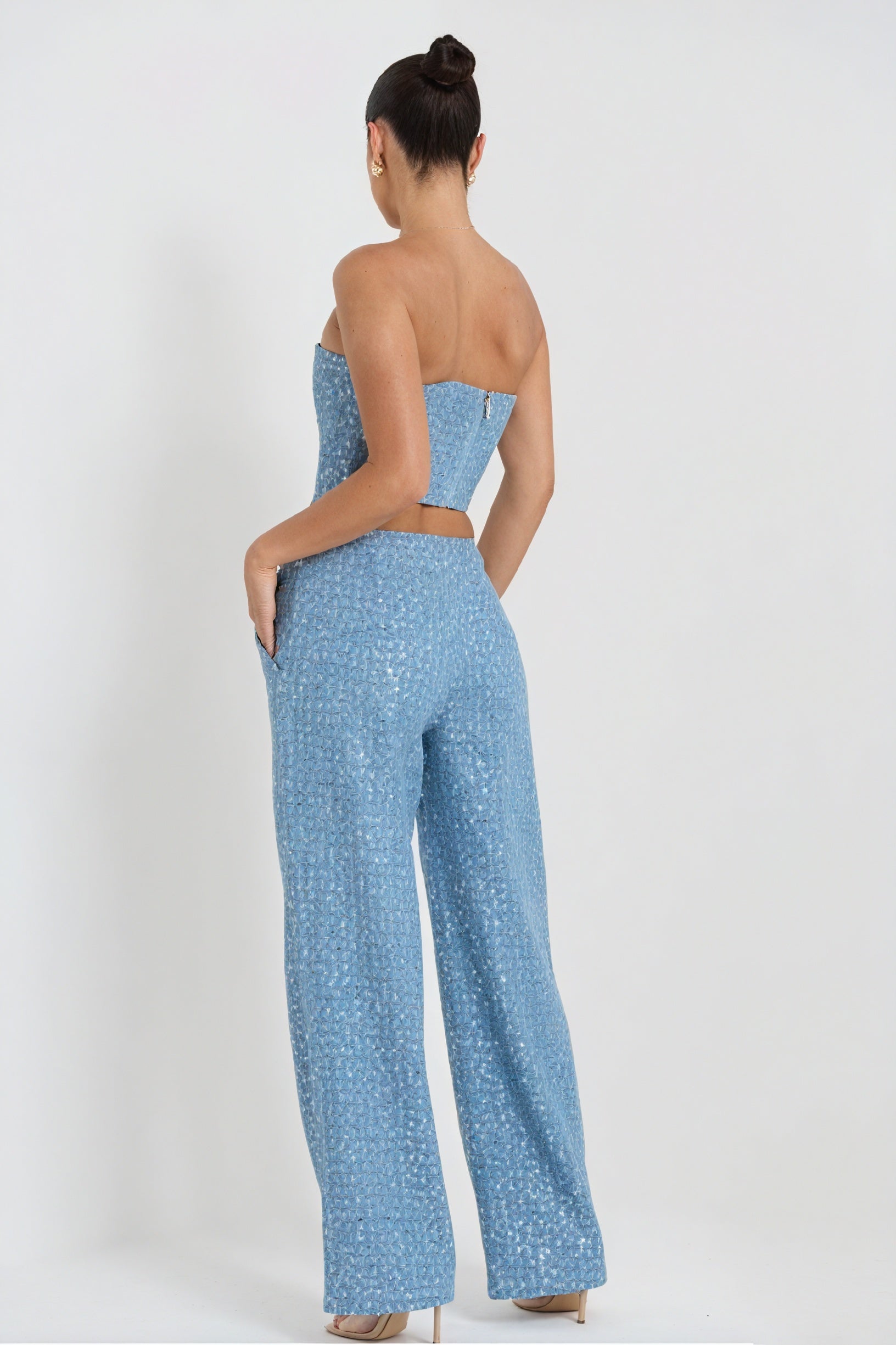 Conjunto Glamuroso de Top Corsé y Pantalón Ancho