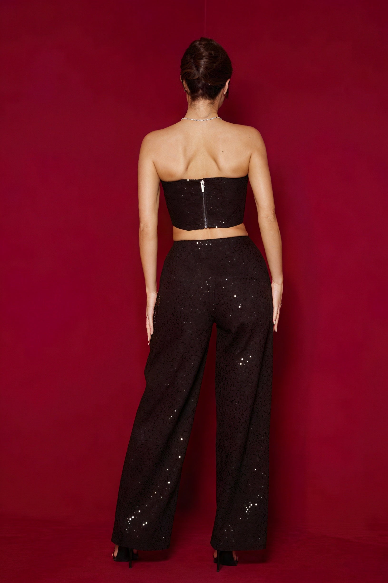 Conjunto Glamuroso de Top Corsé y Pantalón Ancho