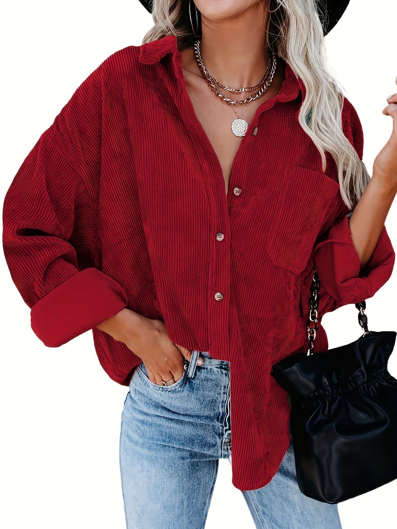 Camisa-Chaqueta Texturizada Botonada Casual
