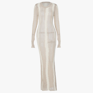 Vestido Largo Tejido con Detalle Perforado