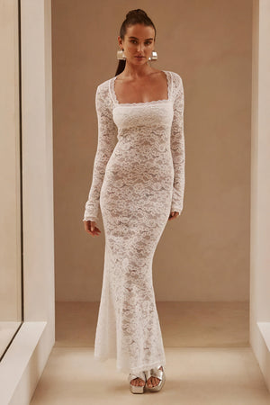 Vestido de Encaje Romántico Manga Larga