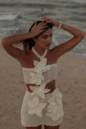 Vestido Crochet Floral Dos Piezas