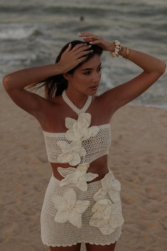 Vestido Crochet Floral Dos Piezas