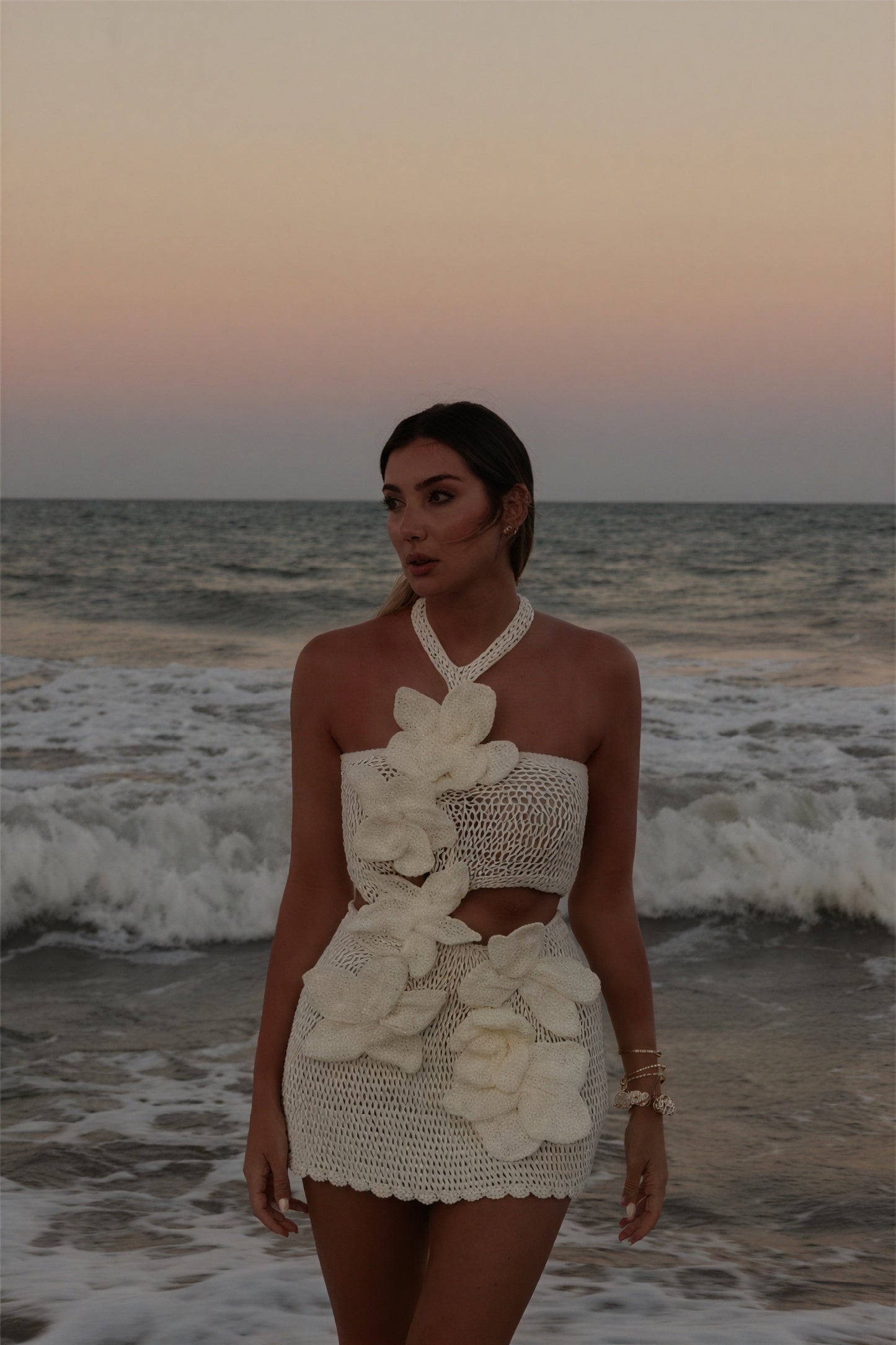 Vestido Crochet Floral Dos Piezas