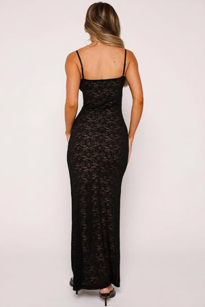 Vestido Maxi de Encaje con Tirantes Finos