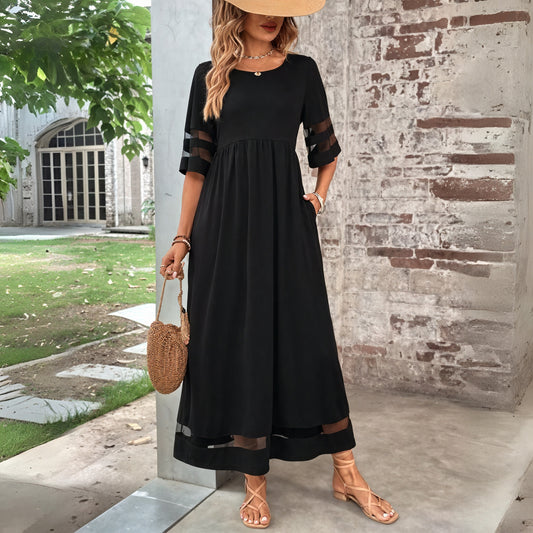 Vestido Maxi con Detalles de Malla