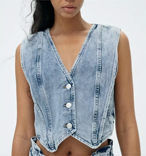 Chaleco Denim Estructurado - Diseño Contemporáneo