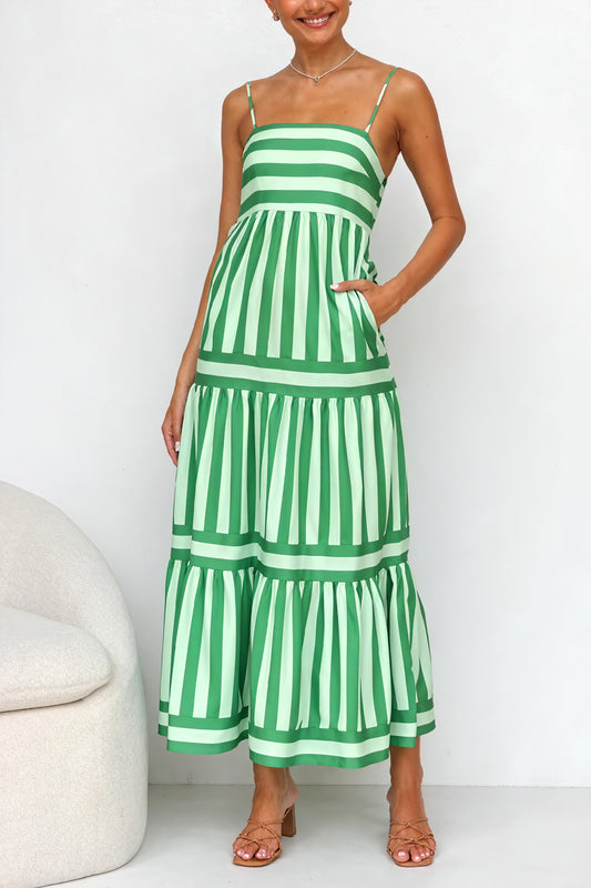 Vestido Maxi Rayas Verticales con Bolsillos