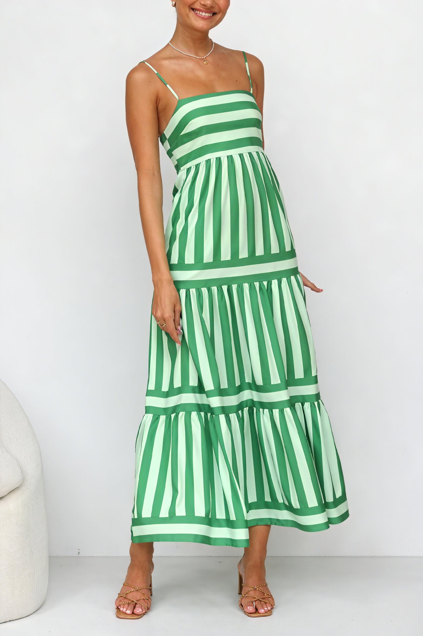 Vestido Maxi Rayas Verticales con Bolsillos