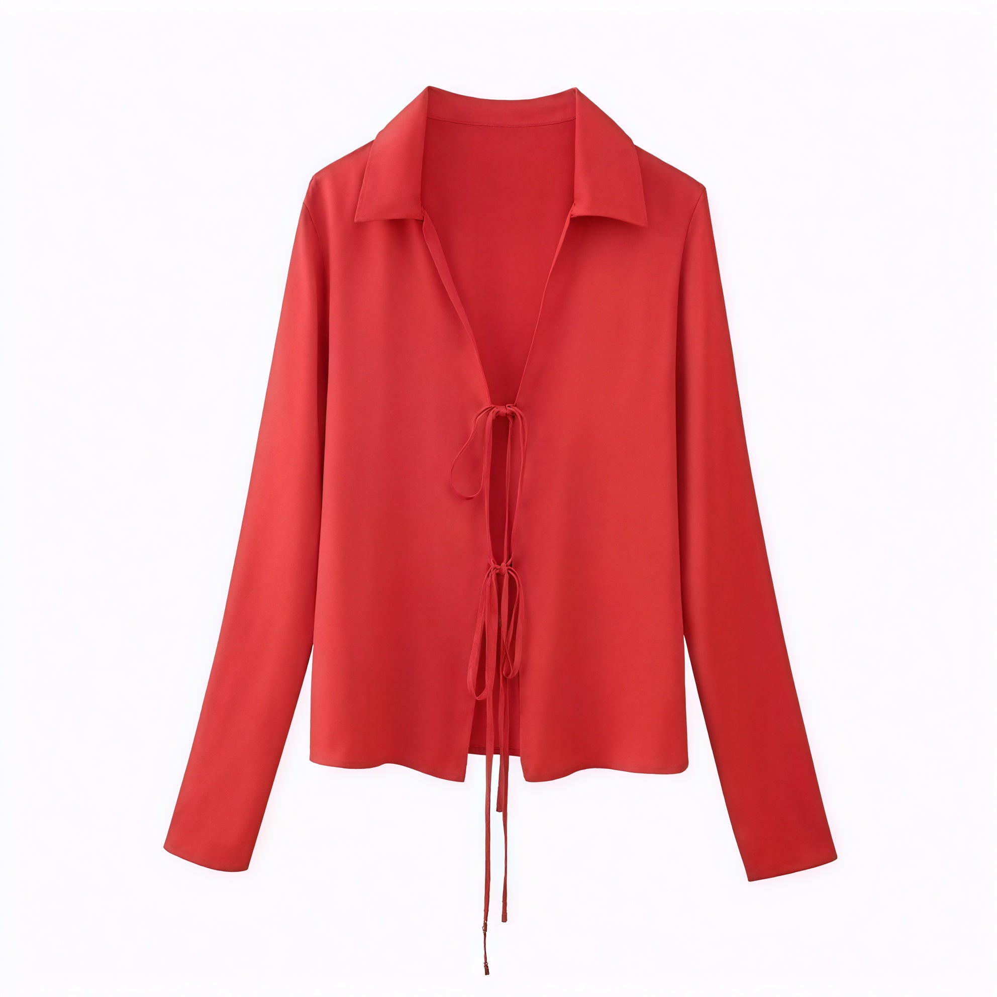 Blusa Elegante con Lazos Delanteros y Cuello