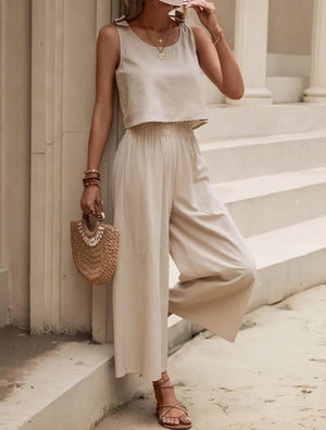 Conjunto Top Corto y Pantalón Palazzo
