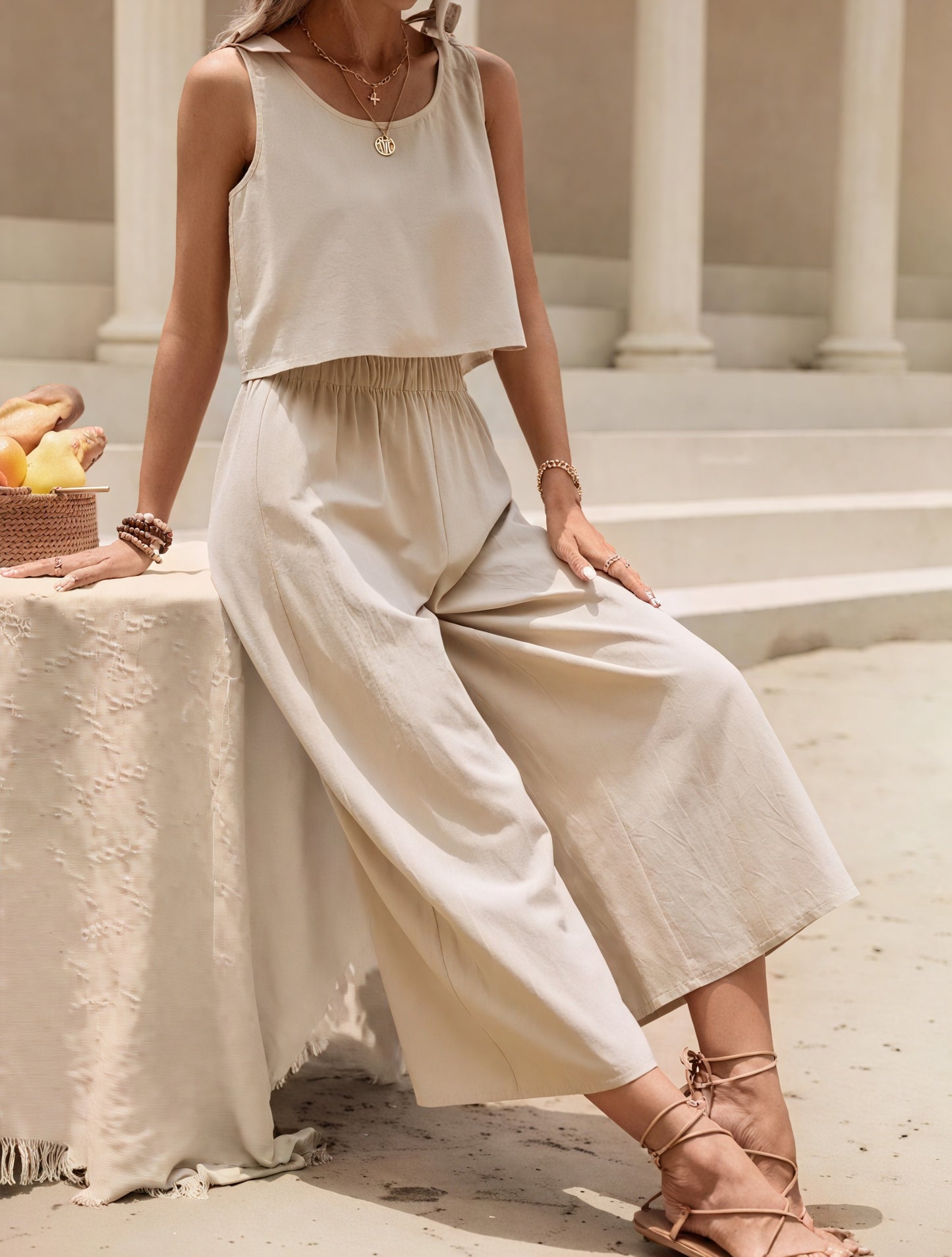 Conjunto Top Corto y Pantalón Palazzo