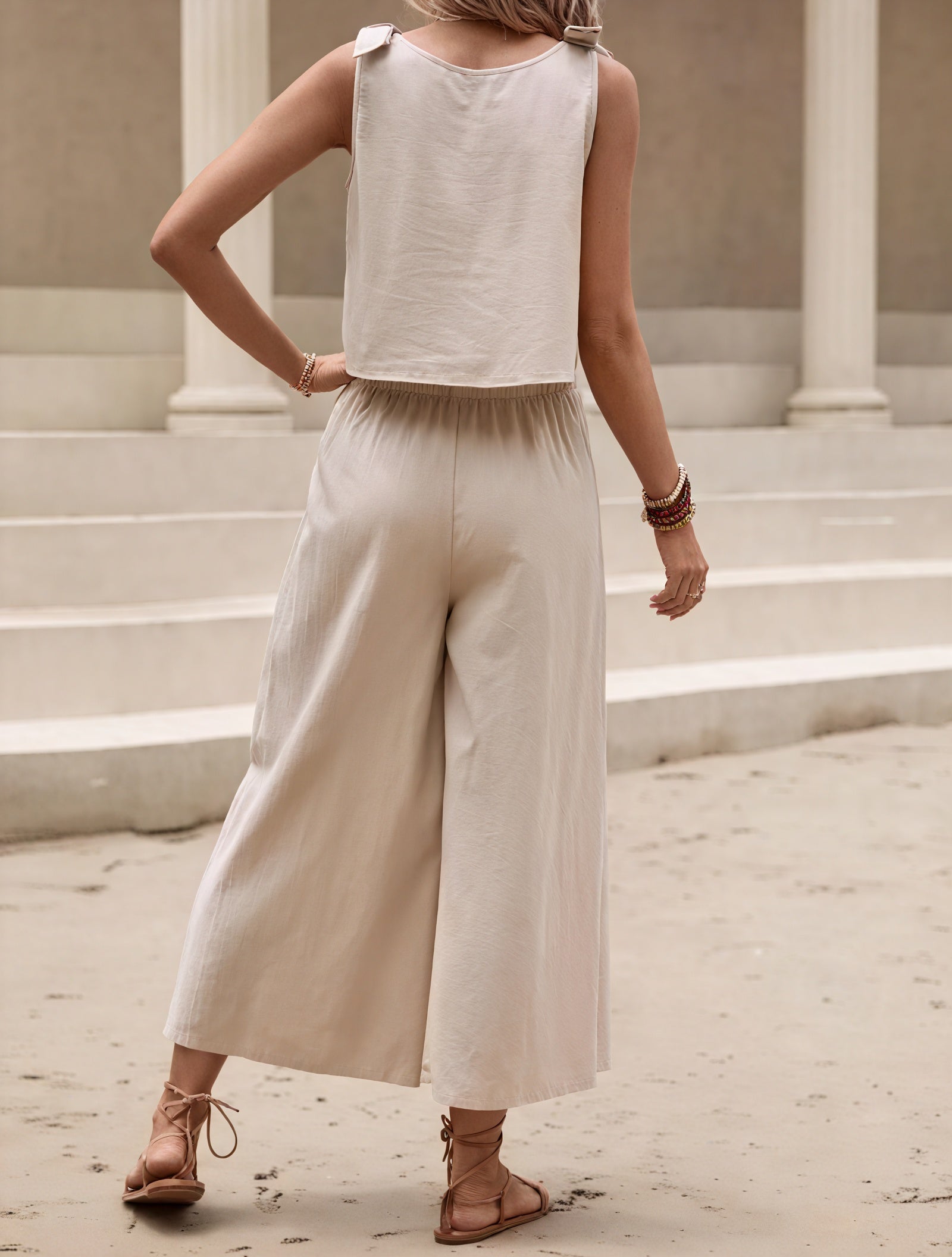 Conjunto Top Corto y Pantalón Palazzo