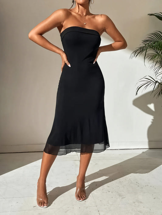 Vestido Midi Chic - Silueta Ajustada