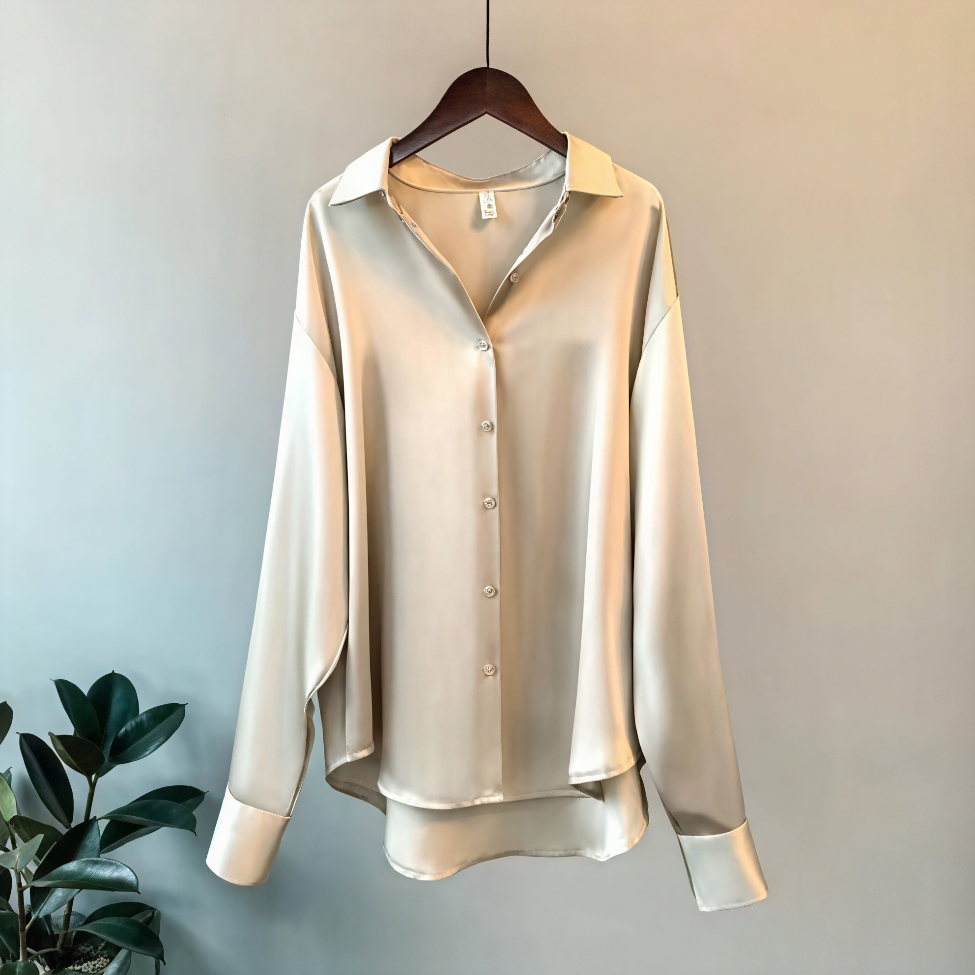 Blusa fluida abotonada de manga larga
