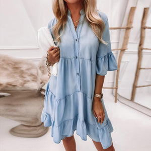 Vestido Denim Ligero con Volantes