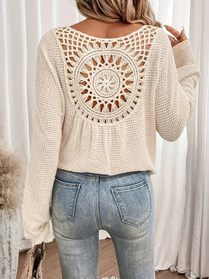 Top Manga Larga con Espalda Crochet