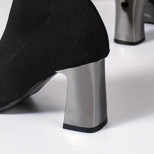 Botines Tejidos Modernos con Tacón Geométrico