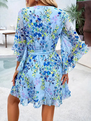 Vestido Floral Cruzado con Volantes