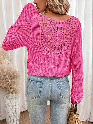 Top Manga Larga con Espalda Crochet