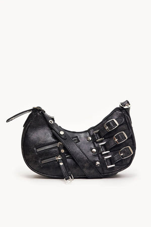 Bolso Baguette con Detalles Metálicos