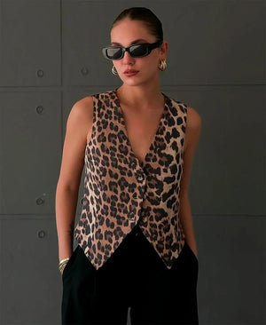 Top Estampado Animal con Botones