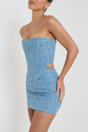 Vestido Mini de Lentejuelas con Abertura Chic