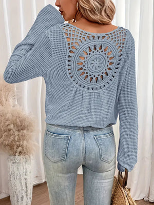 Top Manga Larga con Espalda Crochet