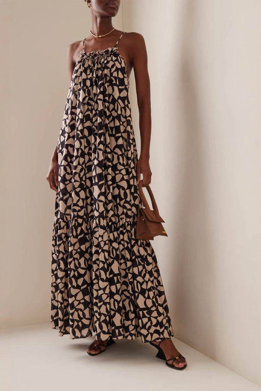 Vestido Maxi Estampado Geométrico