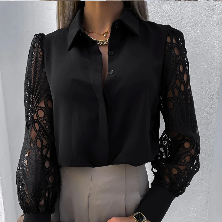 Blusa con Encaje Detalle