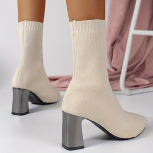 Botines Tejidos Modernos con Tacón Geométrico