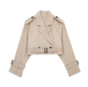 Chaqueta Trench Corta con Cinturón Ajustable