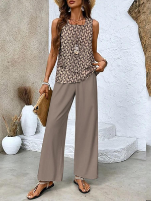 Conjunto Chic: Top sin Mangas y Pantalón Ancho