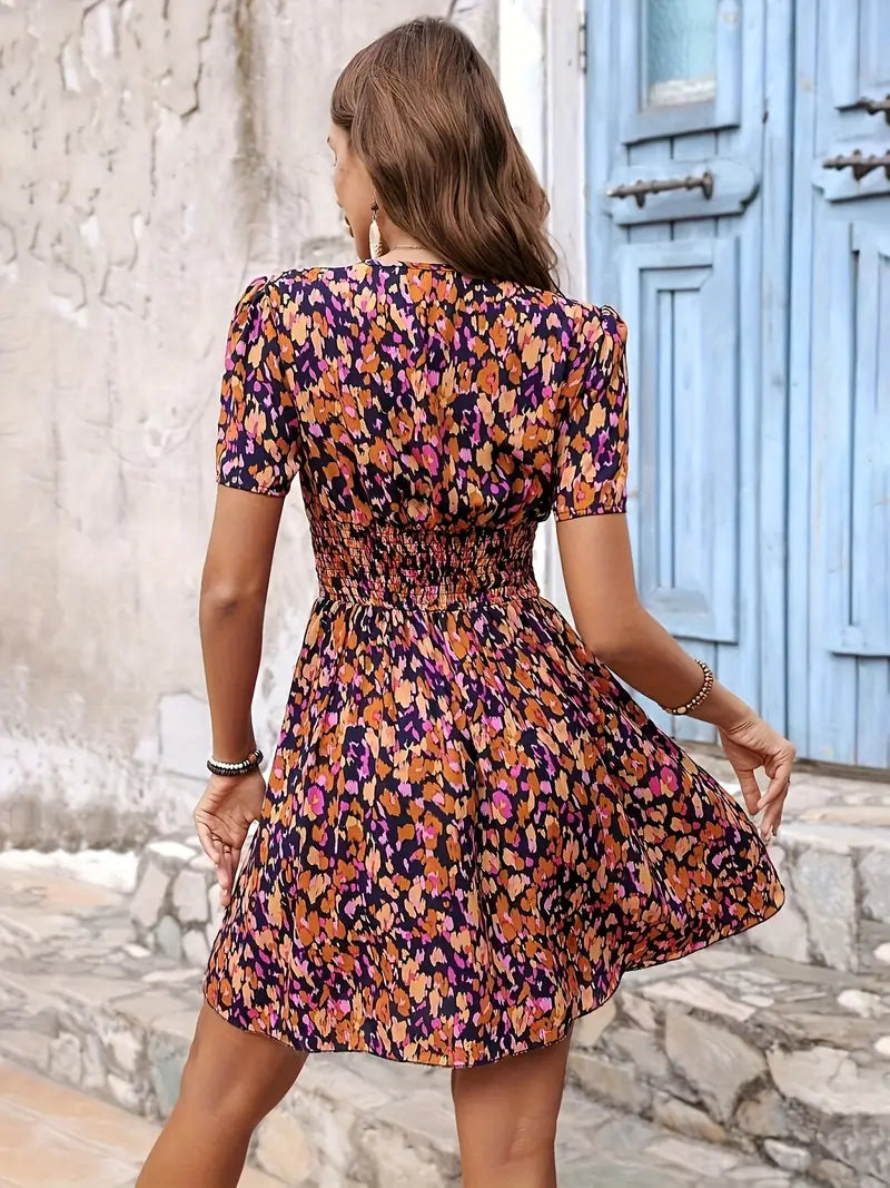 Vestido Floral con Detalle Fruncido