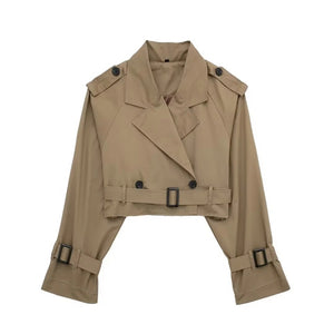 Chaqueta Trench Corta con Cinturón Ajustable