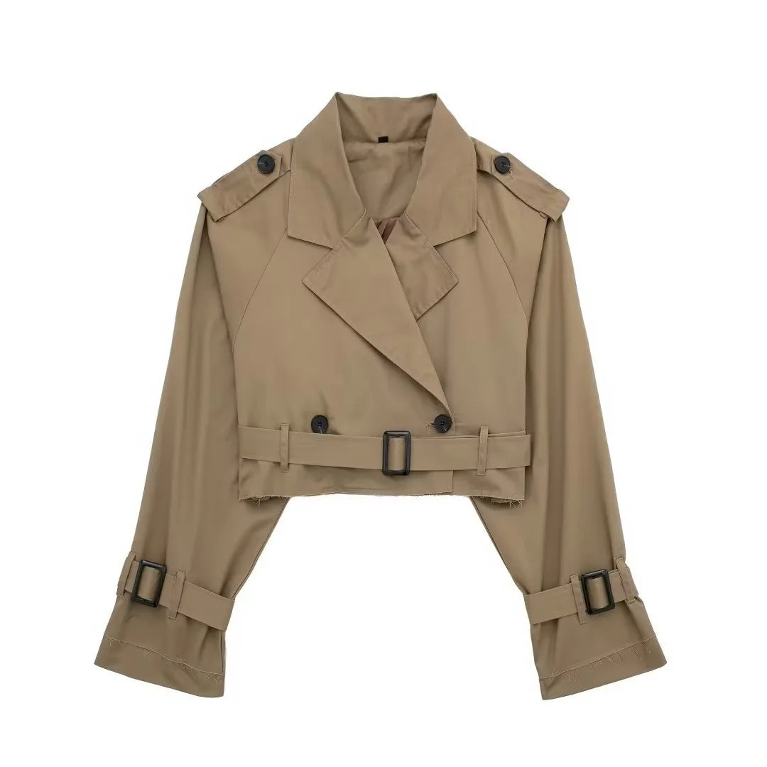 Chaqueta Trench Corta con Cinturón Ajustable